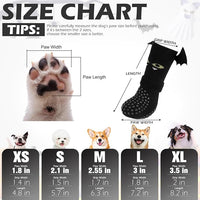 EXPAWLORER Halloween Anti Slip Dog Socks to Prevent Licking Paws, Boots & Paw Protectors with Grippers,Doggie Booties for Hardwood Floors for Small Medium Large Senior Dogs Costume Black Devil Wings L