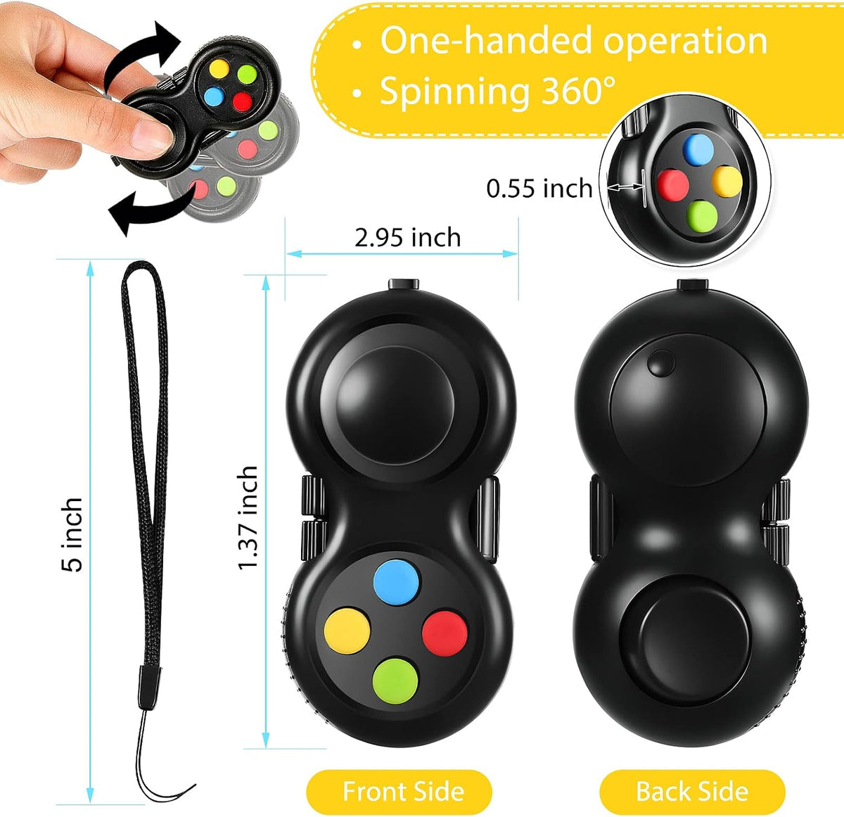 Skylety 2 Fidget Pad Game Controller Fidget Toy - Colorful and Black Style - image 2
