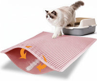 Pieviev Cat Litter Mat, Double-Layer Waterproof Litter Trap - Pink / 30x24 Inch