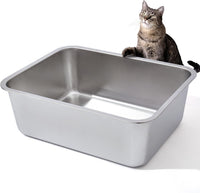 Stainless Steel Litter Box - Medium:17.7"x13.8"x6"