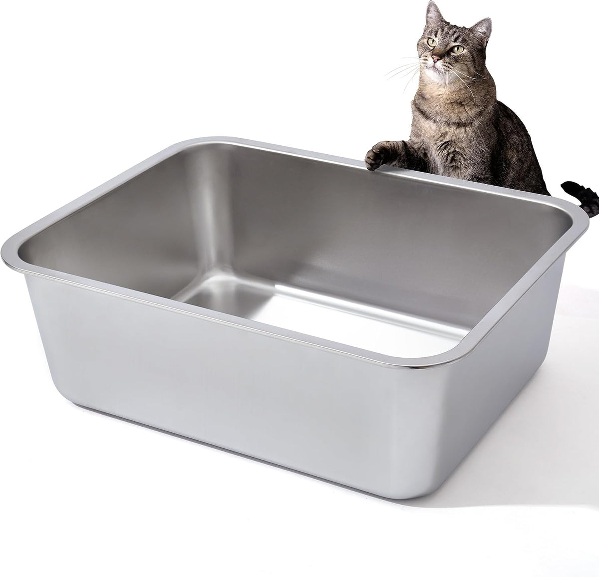 Stainless Steel Litter Box - Medium:17.7"x13.8"x6"