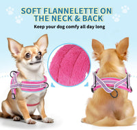 Lukovee Small Dog Harness and Leash Set, No Pull Soft Padded, XS - Fuchsia - with Stripe / S ( Chest 17.5'' ~ 22'') - image 4