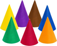 Fengek 7 felt Christmas gnome hats in orange, green, blue, purple, brown, red and yellow