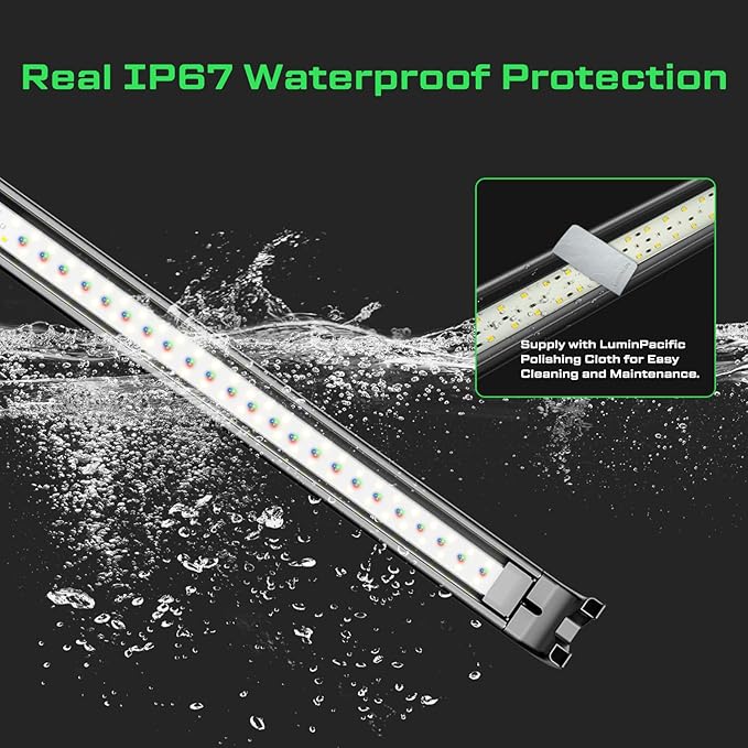 LED Aquarium Light with Remote, IP67 Waterproof Freshwater Planted Grow Light, Full Spectrum Fish Tank Light with Timer, Dimmable RGB+W, Upgrade Appearance, High Performance (48-53inch)