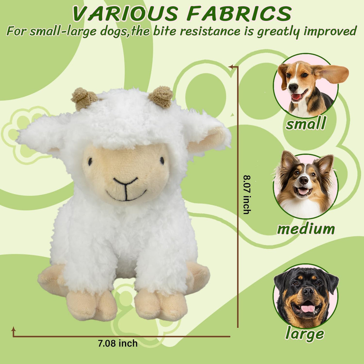 Squeaky Stuffed Dog Toys, Chew Dog for Large Medium Small Breeds – Essentials for Dogs - White - image 3