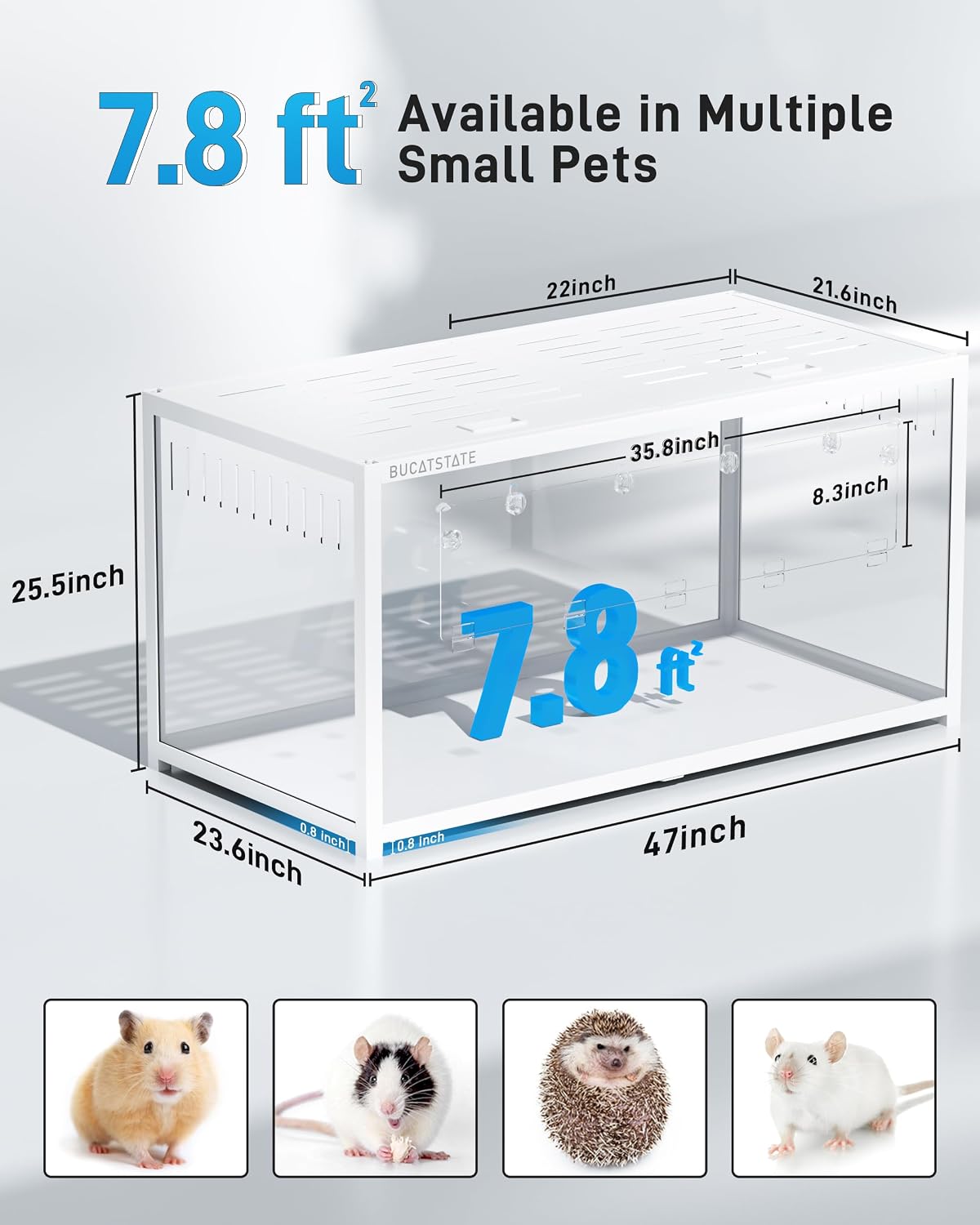 BUCATSTATE Hamster Cage 3.0, Large Hamster Enclosure – Essentials for Small Pets - 47.0"L x 23.6"W x 25.5"H / White - image 2