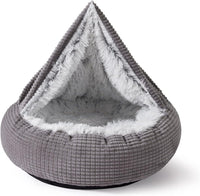 MIXJOY Small Dog Bed Cat Bed with Blanket Attached Donut Washable - Grey / 26.0"L x 26.0"W x 8.0"Th