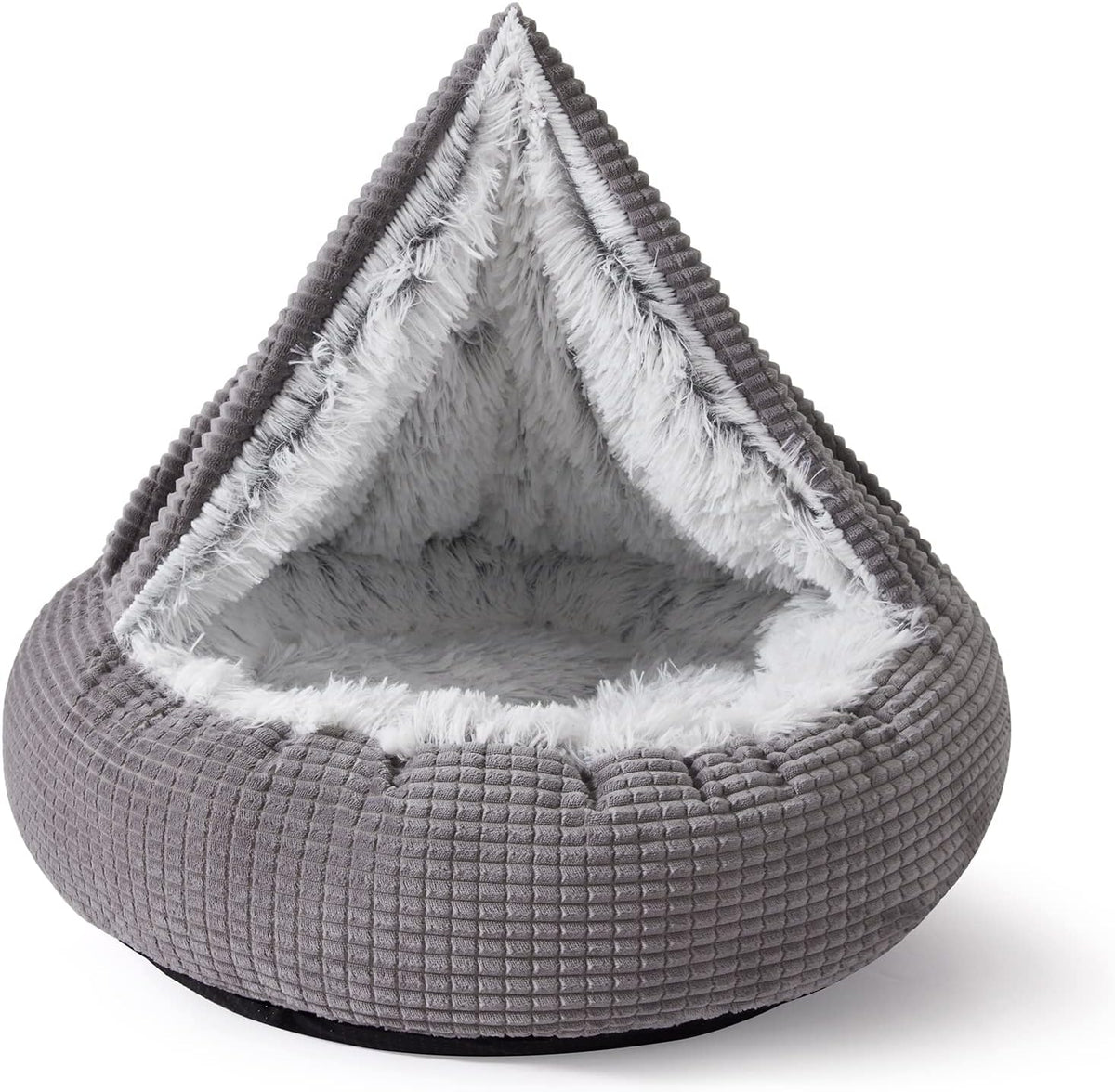MIXJOY Small Dog Bed Cat Bed with Blanket Attached Donut Washable - Grey / 26.0"L x 26.0"W x 8.0"Th