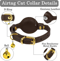 OOPSDOGGY Leather AirTag Cat Collar with Bell - Dark Brown - image 3