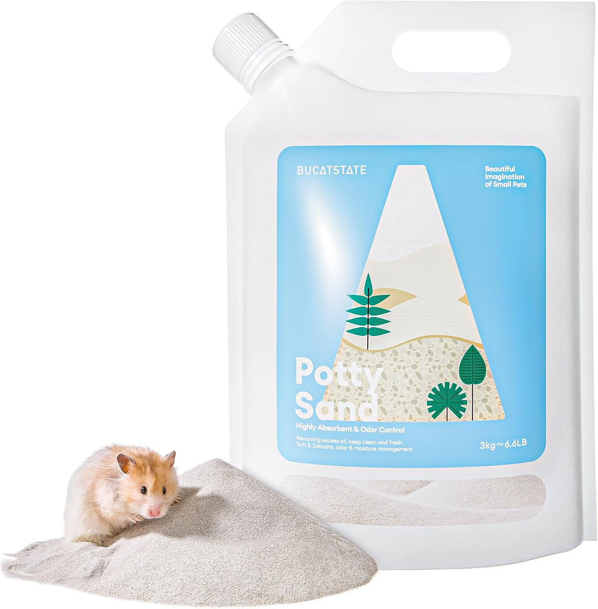 BUCATSTATE Hamster Bath Sand with Pour Spout - 6.6LB / Zeolite Sand