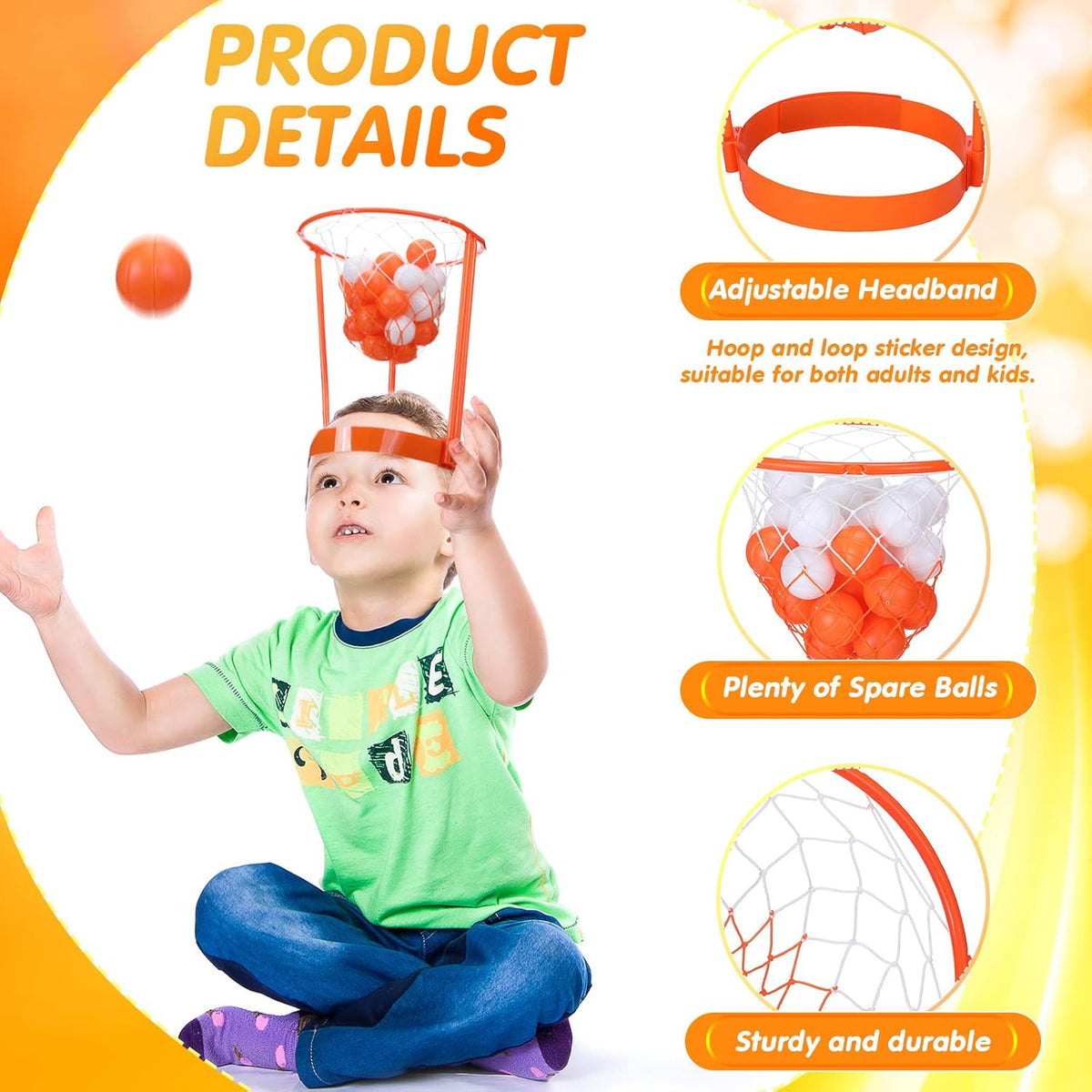 HyDren 33 Pcs Head Hoop Basketball Party Game for Kids and Adults – Fun for Kids & Family - 6 - image 3