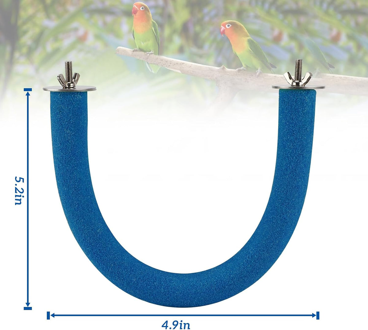 U-Shaped Large Parrot Perch, Quartz Bird Perch for Cage – Essentials for Birds - Small / Blue - image 2
