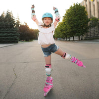 Nattork adjustable inline skates for kids with light-up wheels and checkerboard upper - view 31