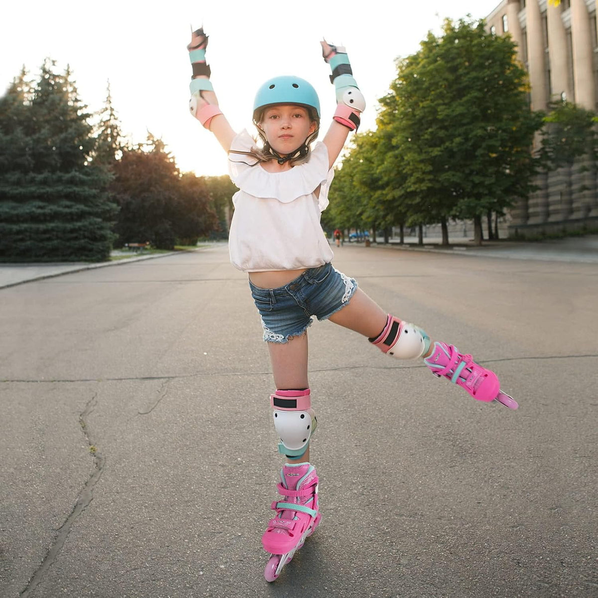 Nattork adjustable inline skates for kids with light-up wheels and checkerboard upper - view 31