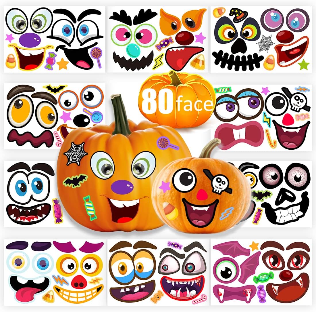 80 Packs Pumpkin Decorating Kit - Pumpkin Stickers