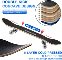 ChromeWheels 31 inch Skateboard Double Kick Skate Board Cruiser - Blue - image 4