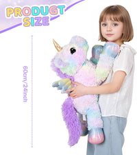 FFxiong 44 Inch Giant Unicorn Stuffed Animal Pillow - Rose Rainbow / 24 Inch - image 4