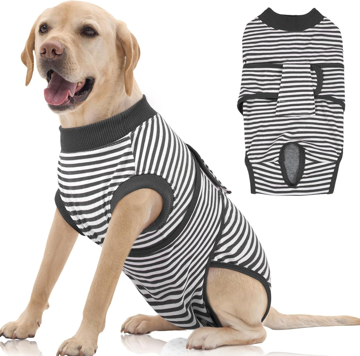 Dog Surgery Suit, Surgical Suit for Dogs, Dog Onesie for Surgery – Essentials for Dogs - Xxl(back:24.8-29.5in,wt:75+lbs) / Grey Stripes