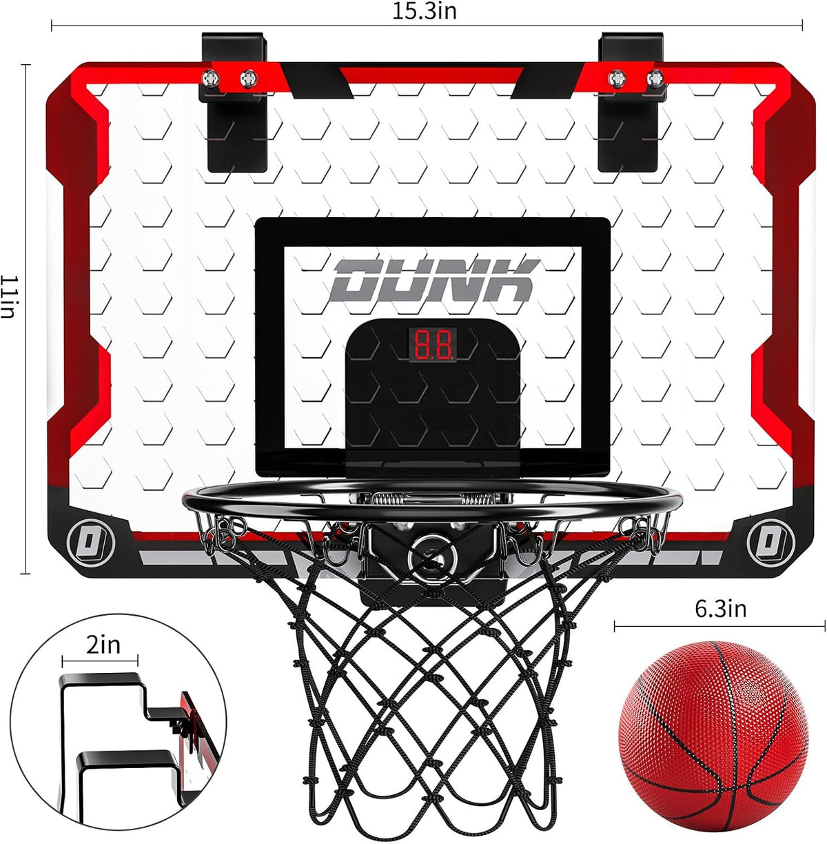TEMI Indoor Basketball Hoop for Kids, Door Room Basketball Hoop - Basketball Hoop & Scoreboard & 4 Balls - image 2