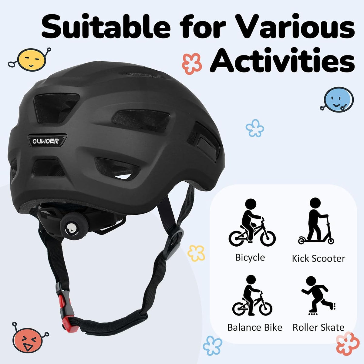 OUWOER toddler and kids bike helmet with vents and adjustable dial - view 22