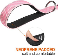 TwoEar 4FT 1IN Strong Pink Dog Leash with 2 Padded Handles, Traffic Handle Extra Control, Comfortable Soft Dual Handle, Auto Lock Hook, Reflective Walking Lead for Small Medium and Large Dogs