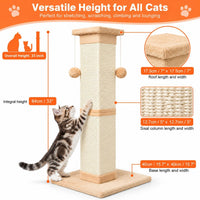 SOCATER Cat Scratching Post 33 Inch, Beige – Essentials for Cats - Orange - image 2
