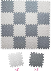 16 Tiles Foam Play Mat, Soft & Safe EVA Foam Mats for Floor - Whit/Gray - image 2