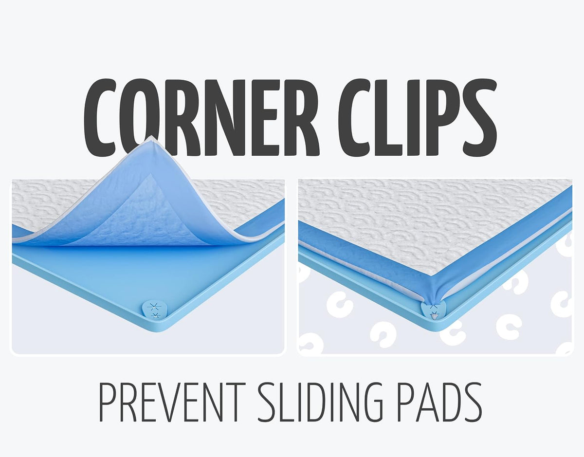 Dog Pee Pad Holder Tray Fits for 30” x 23” Pee Pads - 30 x 23 Inches - 2 Pack / Blue - image 3