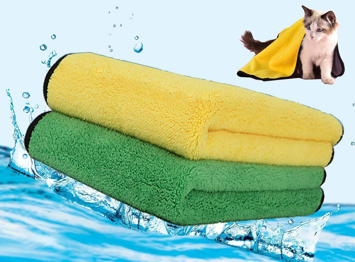 2 Pack Dog Towels Super Absorbent Pet Bath Towel Microfiber Dog - 2 x Small