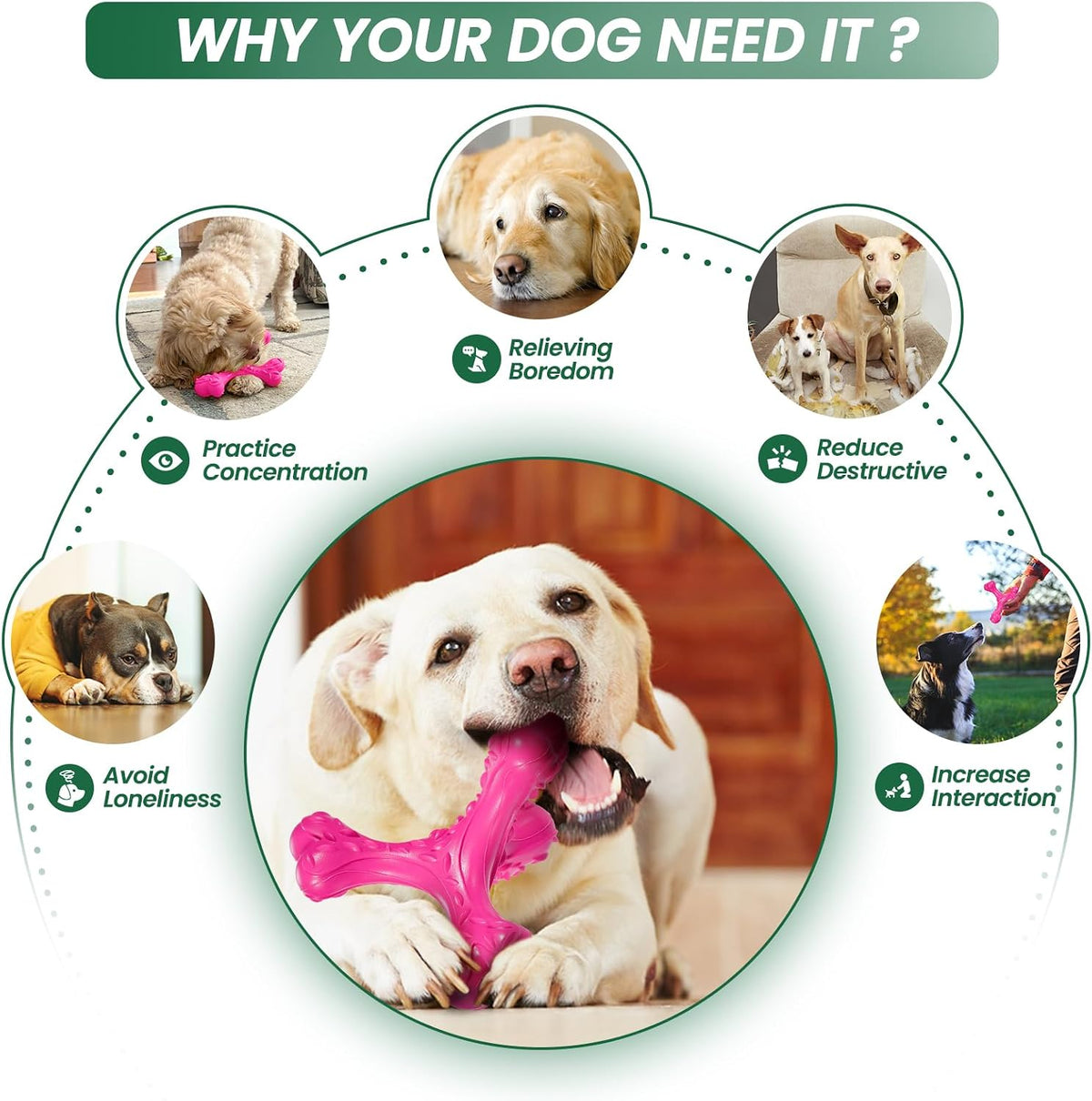 Dog Chew Toys for Aggressive Chewers Large Breed - Pink - image 4