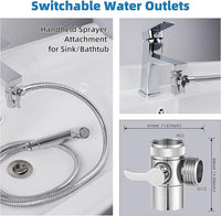 Hibbent Sink Faucet Hose Sprayer Attachment with 10 Adapters - Dual Function Handheld Bidet, Rinser & Shower Head - for Feminine Hygiene, Baby Diaper Cleaning & Pet Bathing
