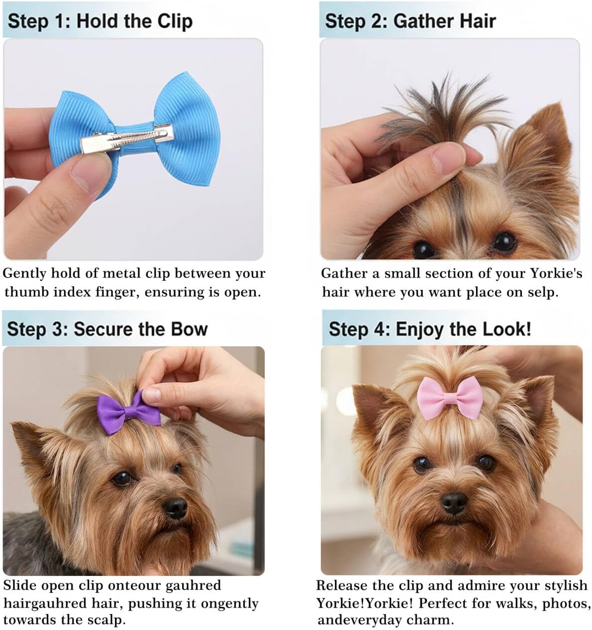 Dog Hair Bows Small Puppy Clips for Pet Grooming Accessories Doggy - 2in solid dog hair clips 30 Pairs - image 4