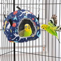 Wontee Bird Plush Hammock Parrot Hanging Snuggle Cave Happy Hut Tent - S / Blue Cat - image 2