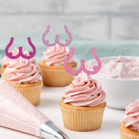 24 PCS Ribbon Breast Cancer Awareness Cupcake Toppers Glitter Pink - Design 2 - image 4