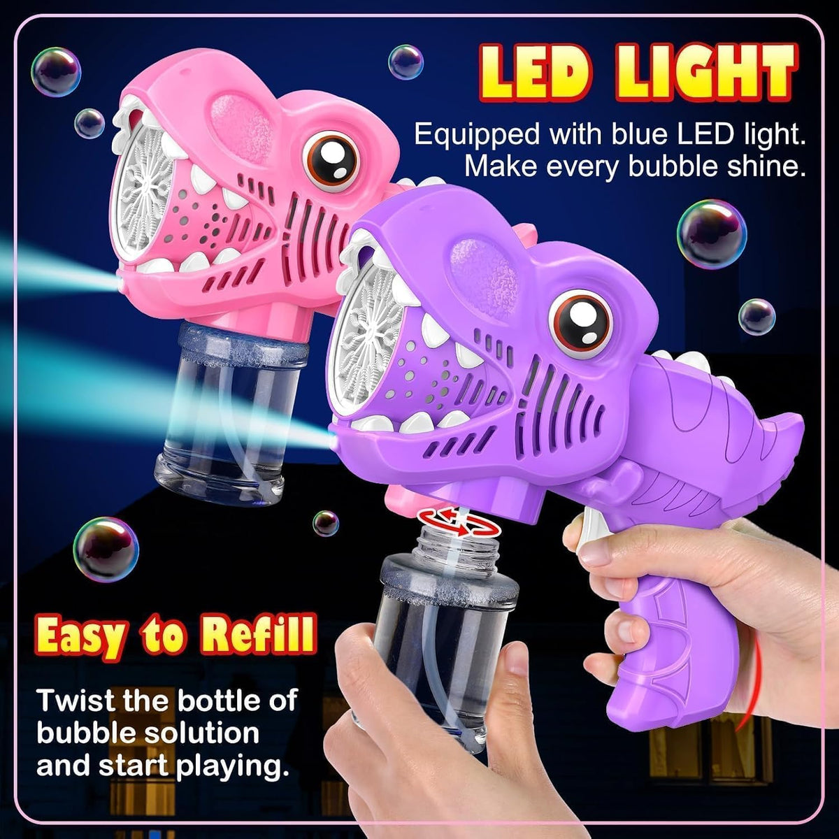 Yunaking Kids Bubble Gun 2 Pack - Pink+purple - image 3
