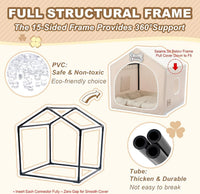 Indoor Dog House with Frame, Cute Dog Tent Bed with Cover Cave - X-Large ( 29" × 29" × 29" ) / Beige - image 3