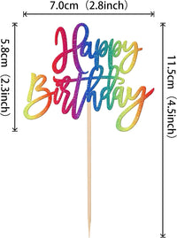 24 PCS Happy Birthday Cupcake Toppers Glitter Picks for Celebrating - Colorful - image 2