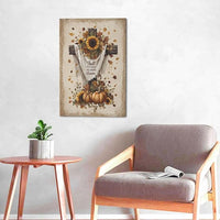 Christian Fall Wall Art Autumn Rustic Cross Sunflower Pumpkin Wall Decor Fall for Jesus He Never Leaves Pictures Painting Print Framed Artwork Decorations Gifts for Living Room Bedroom Prayer Room Office 16"x24"