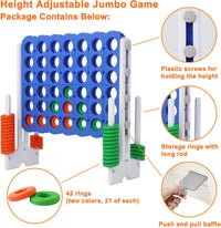 Height Adjustable Giant 4 Connect in a Row Game – Fun for Kids & Family - Blue/White - image 3