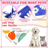 100 Pcs Dog Bandanas Bulk Pet Bibs Colorful Triangle Scarf Pet Bandanas for Medium Large Dogs Spring Summer Birthday Costume Decoration (Boho)