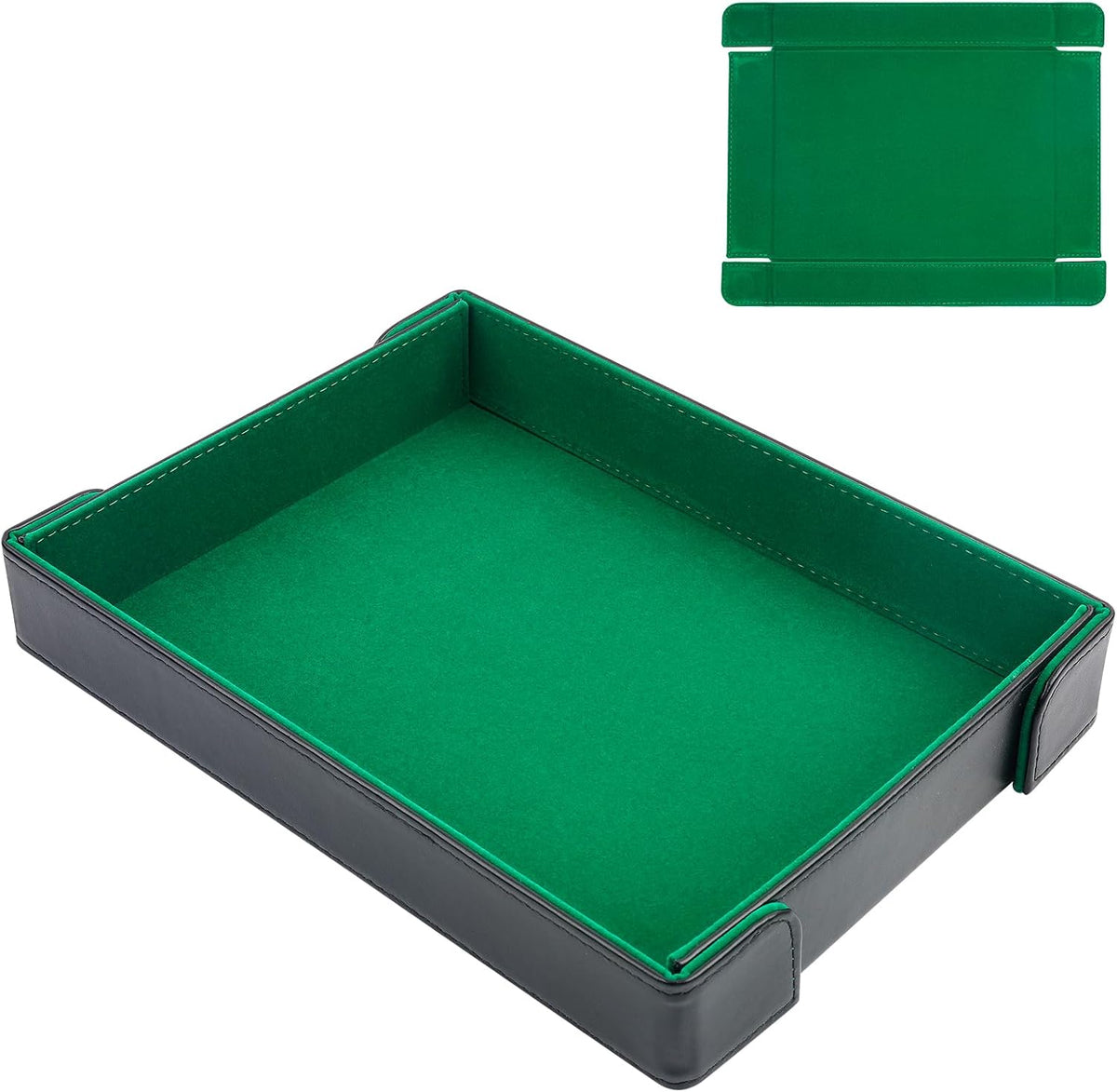 Buweeo magnetic folding PU leather dice rolling tray with red felt lining