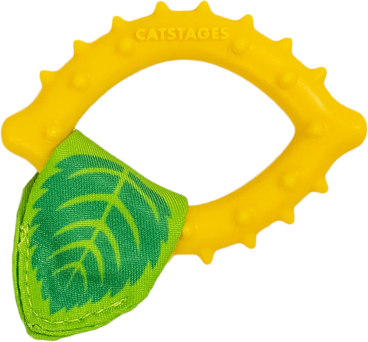 Catstages Strawbabies Dental Cat Chew Toy with Catnip & Feathers - Lemon
