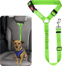Dog Seat Belt for Car, Headrest Restraint Safety Lead, Dogs Cats – Essentials for Dogs - Green / Elastic