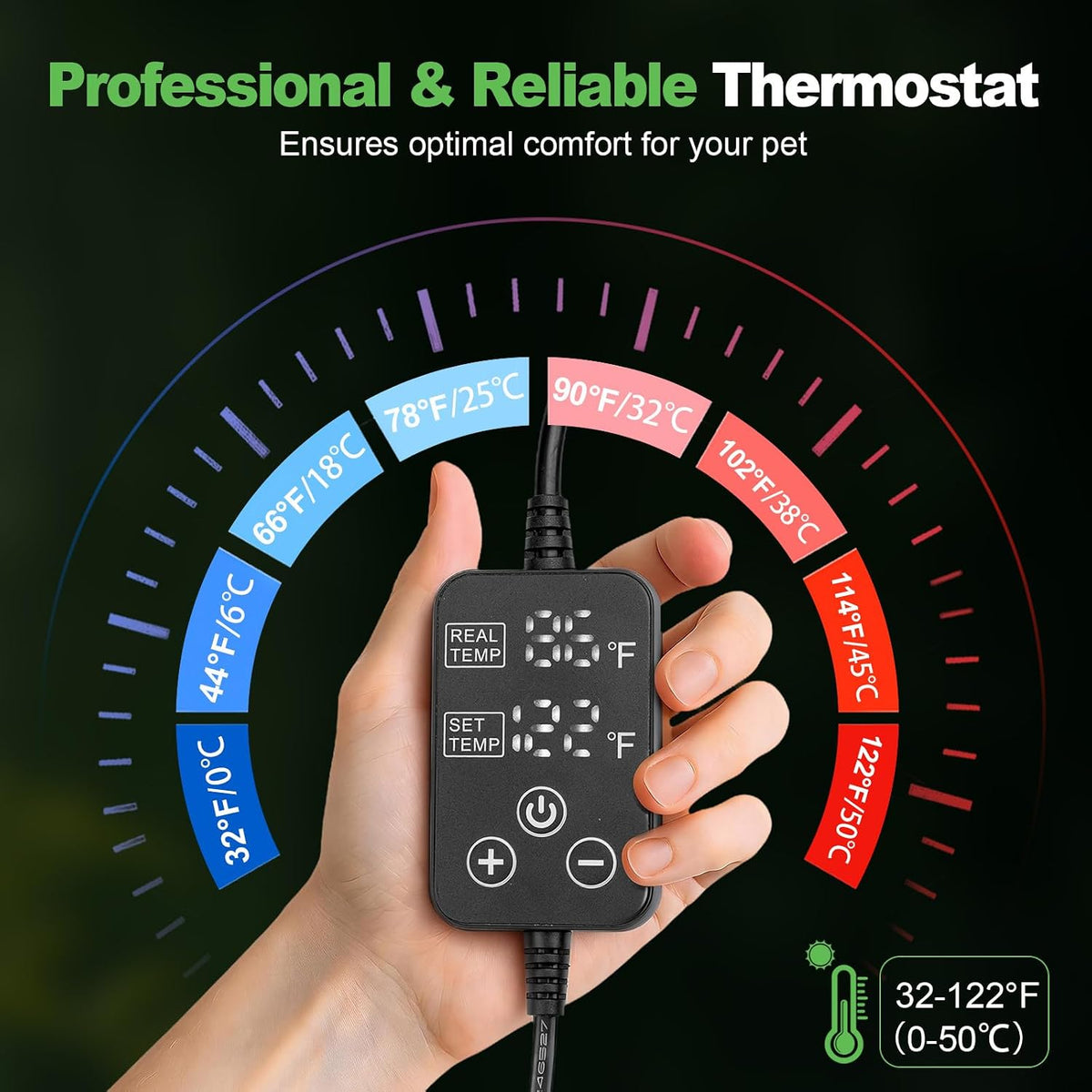 Reptile Heating Pad with Internal Sensor&Thermostat - 18”x 8” (24W) - image 2