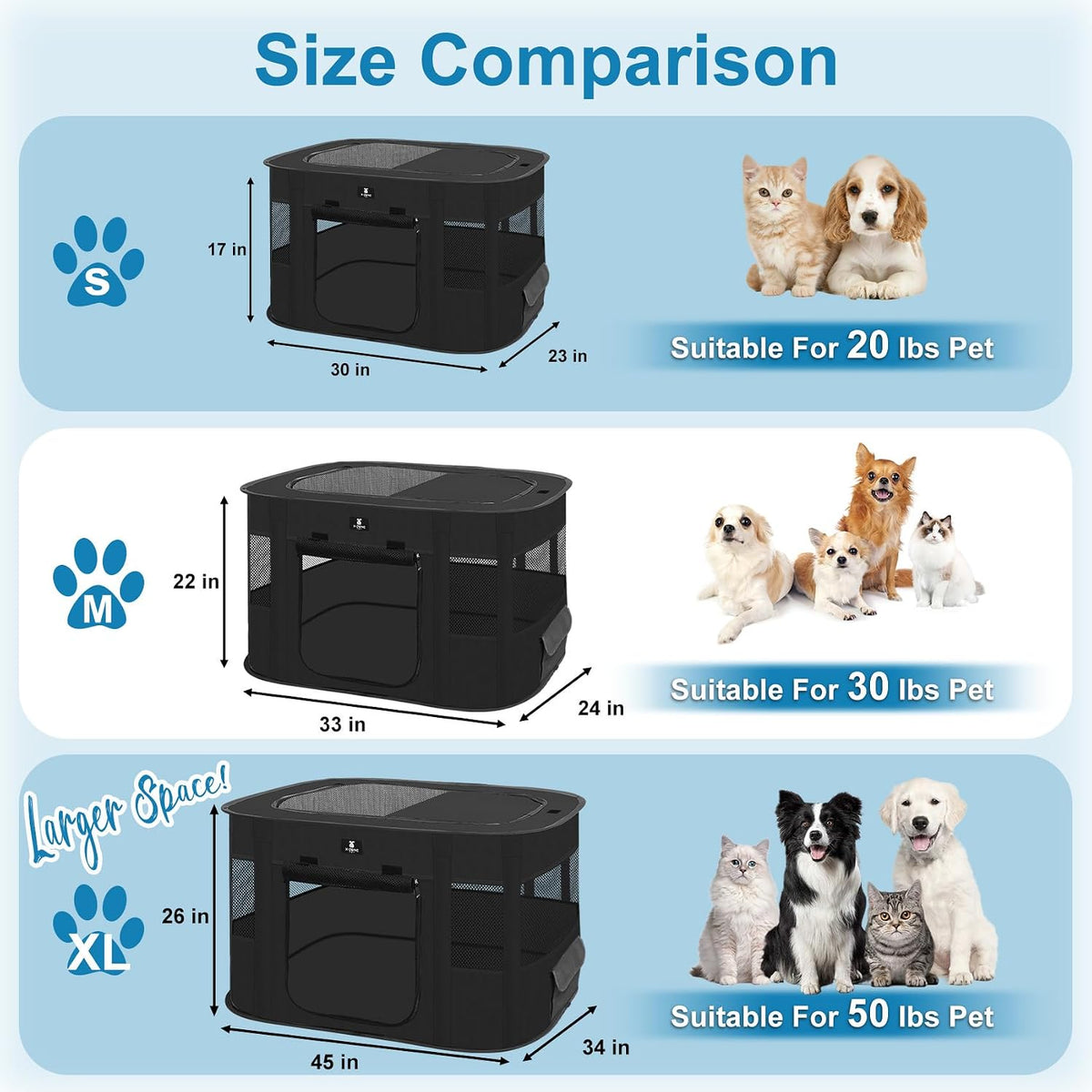 X-ZONE PET Dog Playpen, Puppy Cat Play Pen Portable Foldable Indoor/Outdoor Tent Crate Cage - Black / X-Large - image 4