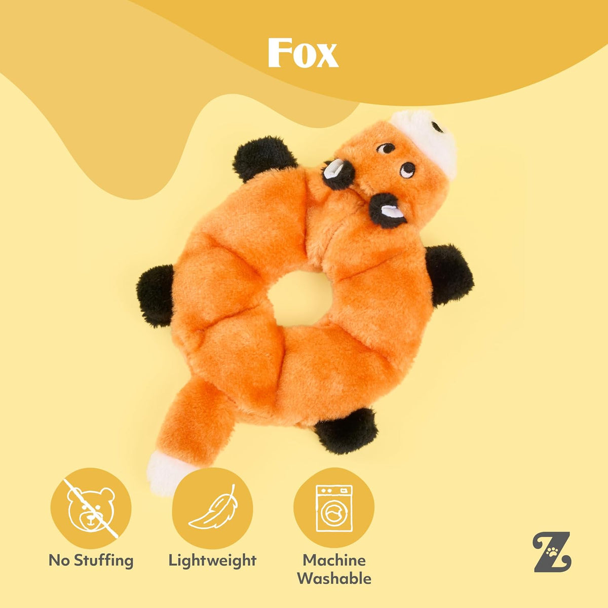 ZippyPaws Loopy No Stuffing Dog Toys to Keep Them Busy, 10" - Orange, White, Black / 10 x 8 x 1 in (Pack of 1) - image 4