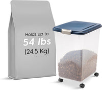 IRIS USA Airtight Pet Food Storage Rolling Container - 54 lbs / Navy - image 4
