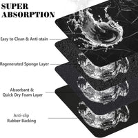 Dog Food Mats for Floors Absorbent, Pet Cat Food Mat - M(16"×24") / Marble Black - image 3