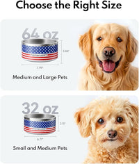 Dog Bowl, HomeRunPet Dog Food Water Bowl with Non-Slip Rubber Base, Metal Insulated Stainless Steel Dog Bowls, Double Wall Dog Bowl for Small Medium Large Dogs, Durable, Dishwasher Safe, 64oz