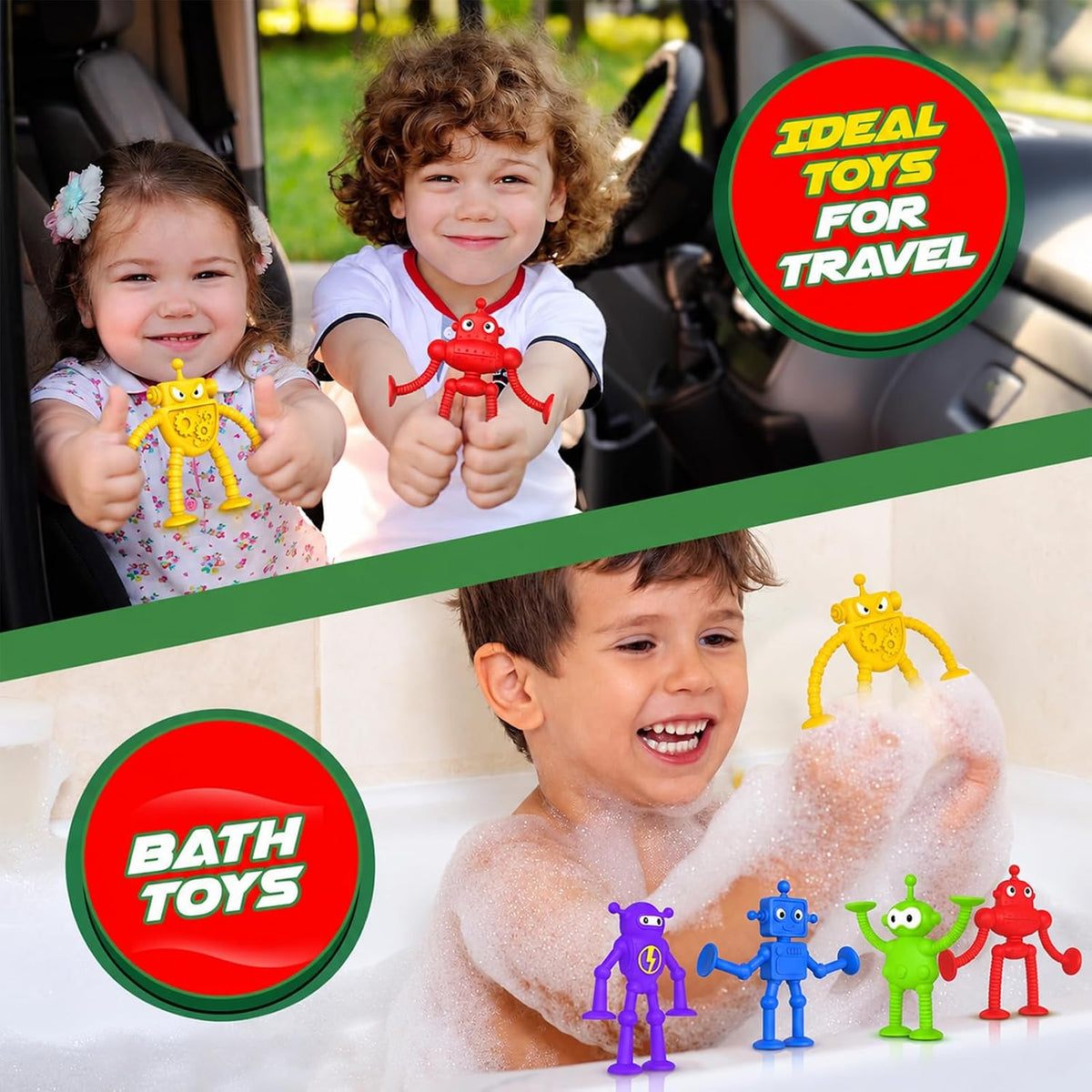 Bath Toys Kids Suction Toy: No Hole Bath Toy for Boys Girls – Fun for Kids & Family - Robot / 6 PCS - image 2